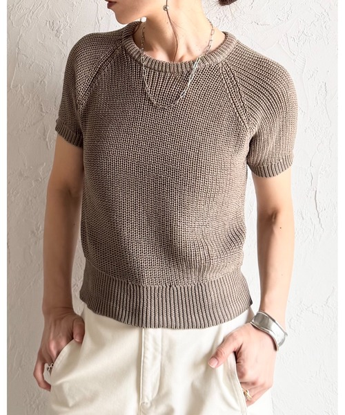 She's Closet(シーズクローゼット)の「パフスリーブ ショート丈 半袖 ベーシック サマーニット トップス(ニット/セーター・レディース・モカ/ブラック/アイボリー・FREE)」の8枚目の写真