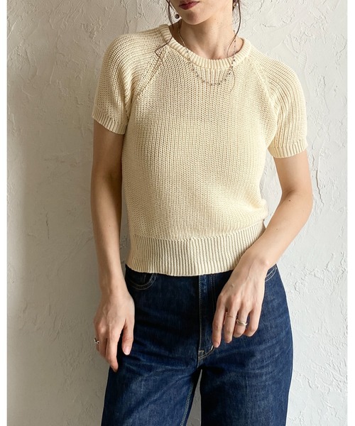 She's Closet(シーズクローゼット)の「パフスリーブ ショート丈 半袖 ベーシック サマーニット トップス(ニット/セーター・レディース・モカ/ブラック/アイボリー・FREE)」の22枚目の写真