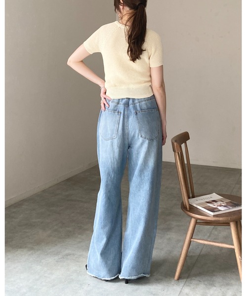 She's Closet(シーズクローゼット)の「パフスリーブ ショート丈 半袖 ベーシック サマーニット トップス(ニット/セーター・レディース・モカ/ブラック/アイボリー・FREE)」の15枚目の写真
