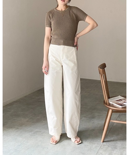 She's Closet(シーズクローゼット)の「パフスリーブ ショート丈 半袖 ベーシック サマーニット トップス(ニット/セーター・レディース・モカ/ブラック/アイボリー・FREE)」の14枚目の写真