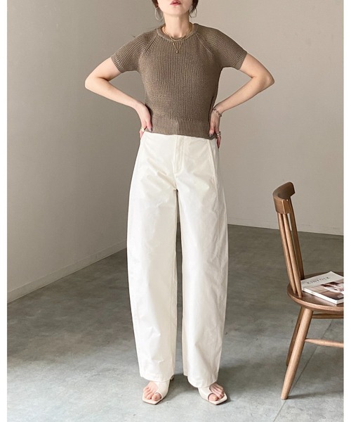 She's Closet(シーズクローゼット)の「パフスリーブ ショート丈 半袖 ベーシック サマーニット トップス(ニット/セーター・レディース・モカ/ブラック/アイボリー・FREE)」の13枚目の写真