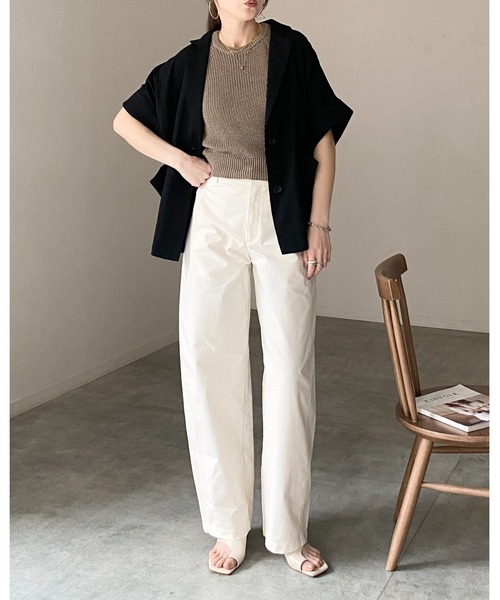 She's Closet(シーズクローゼット)の「パフスリーブ ショート丈 半袖 ベーシック サマーニット トップス(ニット/セーター・レディース・モカ/ブラック/アイボリー・FREE)」の12枚目の写真
