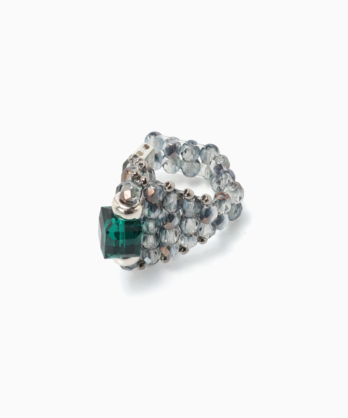 JOURNAL STANDARD(ジャーナルスタンダード)の「TIE A KNOT / タイ ア ノット CRYSTAL BEADS RING with SILVER(リング・メンズ・グレー・MEDIUM/SMALL/LARGE)」の1枚目の写真