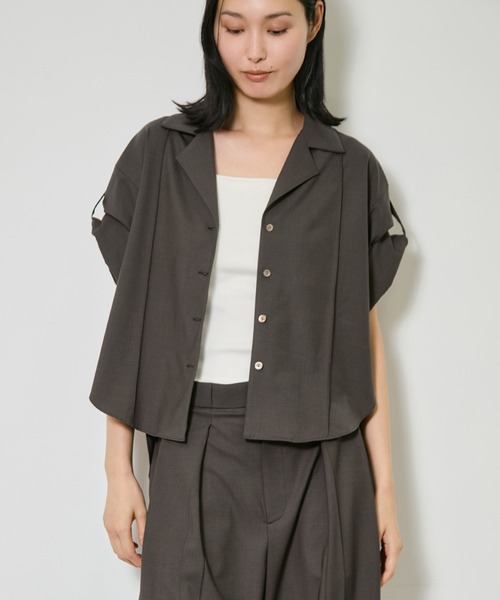 CITY TOKYO(シティトウキョウ)の「【CITY TOKYO/シティートウキョウ】 Super120 Tropical Shirt/開襟シャツ(シャツ/ブラウス・レディース・ネイビー/ブラウン/チャコールグレー・FREE)」の2枚目の写真