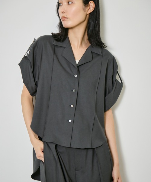 CITY TOKYO(シティトウキョウ)の「【CITY TOKYO/シティートウキョウ】 Super120 Tropical Shirt/開襟シャツ(シャツ/ブラウス・レディース・ネイビー/ブラウン/チャコールグレー・FREE)」の1枚目の写真