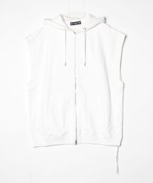 BOXY FOILED SLEEVELESS HOODIE