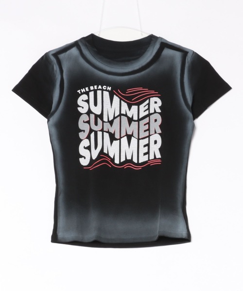 Lis ardent(リスアルダン)の「summer色落ち風レトロ ロゴ配色リンガーTシャツ / ヴィンテージ風コンパクトトップス(Tシャツ/カットソー・レディース・グレー/ブラック/ホワイト・M)」の1枚目の写真