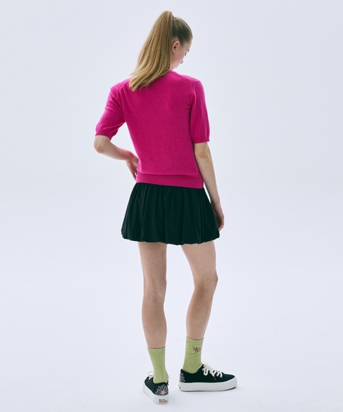 Mardi Mercredi(マルディメクルディ)の「CASHMERE BLENDED TOP SHORT SLEEVE ESSENTIAL / カシミヤ ブレンド トップ ショート スリーブ エッセンシャル(ニット/セーター・レディース・ブルー/ターコイズブルー/フューシャピンク/ピンク/オレンジ/パープル/ライトグリーン/イエロー/レッド・FREE)」の12枚目の写真