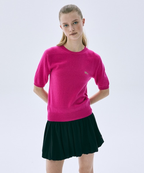 Mardi Mercredi(マルディメクルディ)の「CASHMERE BLENDED TOP SHORT SLEEVE ESSENTIAL / カシミヤ ブレンド トップ ショート スリーブ エッセンシャル(ニット/セーター・レディース・ブルー/ターコイズブルー/フューシャピンク/ピンク/オレンジ/パープル/ライトグリーン/イエロー/レッド・FREE)」の11枚目の写真