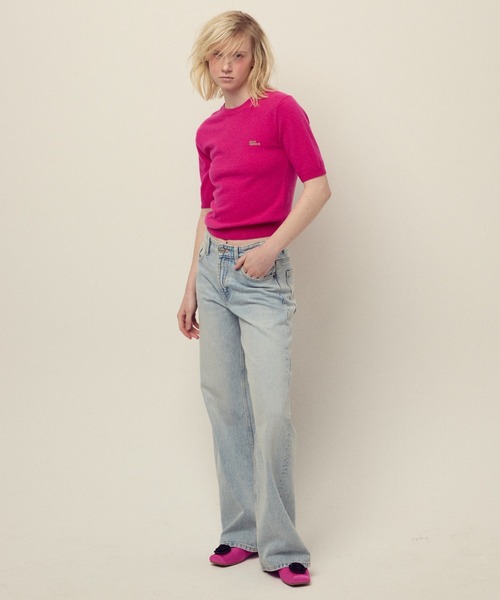 Mardi Mercredi(マルディメクルディ)の「CASHMERE BLENDED TOP SHORT SLEEVE ESSENTIAL / カシミヤ ブレンド トップ ショート スリーブ エッセンシャル(ニット/セーター・レディース・ブルー/ターコイズブルー/フューシャピンク/ピンク/オレンジ/パープル/ライトグリーン/イエロー/レッド・FREE)」の10枚目の写真