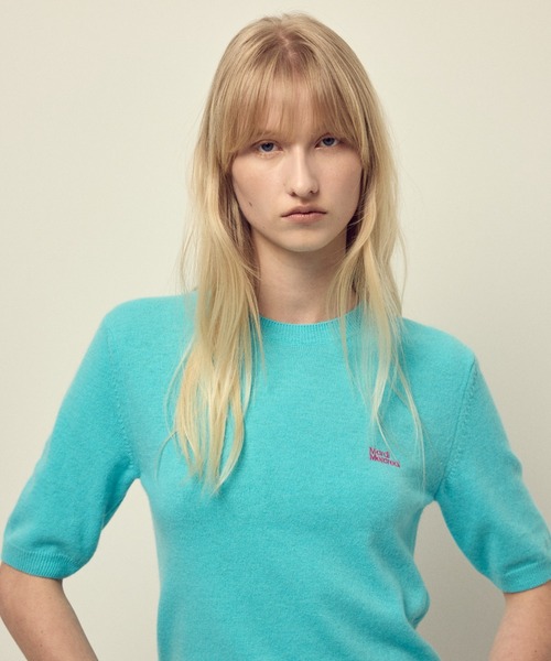 Mardi Mercredi(マルディメクルディ)の「CASHMERE BLENDED TOP SHORT SLEEVE ESSENTIAL / カシミヤ ブレンド トップ ショート スリーブ エッセンシャル(ニット/セーター・レディース・ブルー/ターコイズブルー/フューシャピンク/ピンク/オレンジ/パープル/ライトグリーン/イエロー/レッド・FREE)」の21枚目の写真