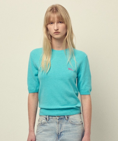 Mardi Mercredi(マルディメクルディ)の「CASHMERE BLENDED TOP SHORT SLEEVE ESSENTIAL / カシミヤ ブレンド トップ ショート スリーブ エッセンシャル(ニット/セーター・レディース・ブルー/ターコイズブルー/フューシャピンク/ピンク/オレンジ/パープル/ライトグリーン/イエロー/レッド・FREE)」の20枚目の写真