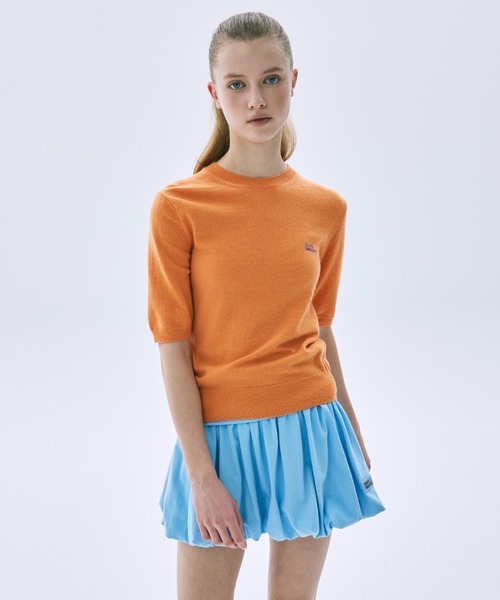 Mardi Mercredi(マルディメクルディ)の「CASHMERE BLENDED TOP SHORT SLEEVE ESSENTIAL / カシミヤ ブレンド トップ ショート スリーブ エッセンシャル(ニット/セーター・レディース・ブルー/ターコイズブルー/フューシャピンク/ピンク/オレンジ/パープル/ライトグリーン/イエロー/レッド・FREE)」の17枚目の写真