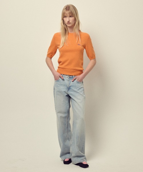 Mardi Mercredi(マルディメクルディ)の「CASHMERE BLENDED TOP SHORT SLEEVE ESSENTIAL / カシミヤ ブレンド トップ ショート スリーブ エッセンシャル(ニット/セーター・レディース・ブルー/ターコイズブルー/フューシャピンク/ピンク/オレンジ/パープル/ライトグリーン/イエロー/レッド・FREE)」の15枚目の写真