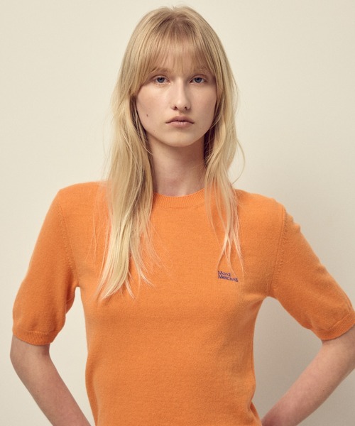 Mardi Mercredi(マルディメクルディ)の「CASHMERE BLENDED TOP SHORT SLEEVE ESSENTIAL / カシミヤ ブレンド トップ ショート スリーブ エッセンシャル(ニット/セーター・レディース・ブルー/ターコイズブルー/フューシャピンク/ピンク/オレンジ/パープル/ライトグリーン/イエロー/レッド・FREE)」の13枚目の写真