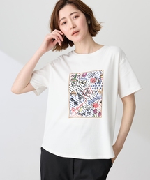 【イラストレーターコラボ】ドットモチーフプリントTシャツ【接触冷感・UVカット・オーガニックコットンブレンド】