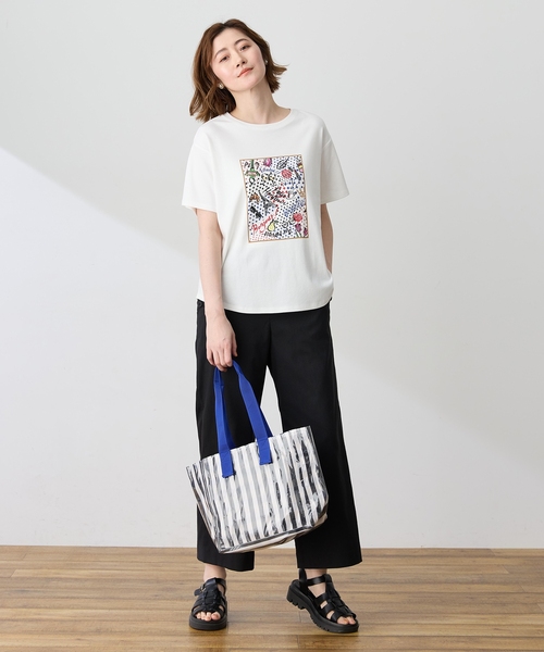 Petit Honfleur(プチオンフルール)の「【イラストレーターコラボ】ドットモチーフプリントTシャツ【接触冷感・UVカット・オーガニックコットンブレンド】(Tシャツ/カットソー・レディース・ホワイト/ネイビー・M/L)」の8枚目の写真
