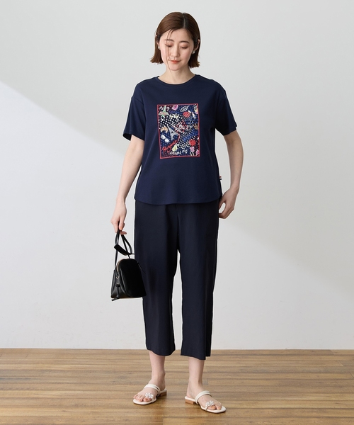 Petit Honfleur(プチオンフルール)の「【イラストレーターコラボ】ドットモチーフプリントTシャツ【接触冷感・UVカット・オーガニックコットンブレンド】(Tシャツ/カットソー・レディース・ホワイト/ネイビー・M/L)」の11枚目の写真