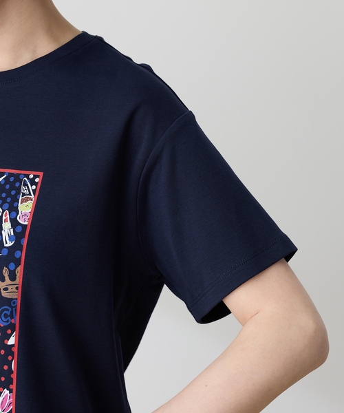 Petit Honfleur(プチオンフルール)の「【イラストレーターコラボ】ドットモチーフプリントTシャツ【接触冷感・UVカット・オーガニックコットンブレンド】(Tシャツ/カットソー・レディース・ホワイト/ネイビー・M/L)」の14枚目の写真