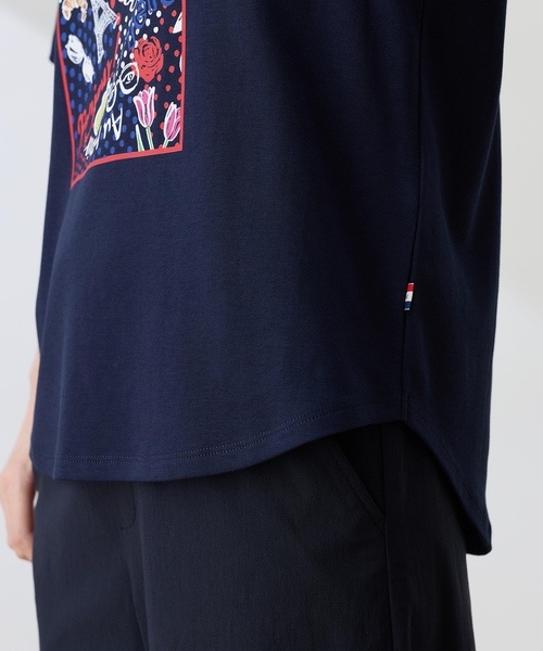 Petit Honfleur(プチオンフルール)の「【イラストレーターコラボ】ドットモチーフプリントTシャツ【接触冷感・UVカット・オーガニックコットンブレンド】(Tシャツ/カットソー・レディース・ホワイト/ネイビー・M/L)」の15枚目の写真