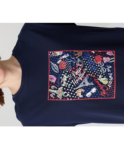 Petit Honfleur(プチオンフルール)の「【イラストレーターコラボ】ドットモチーフプリントTシャツ【接触冷感・UVカット・オーガニックコットンブレンド】(Tシャツ/カットソー・レディース・ホワイト/ネイビー・M/L)」の16枚目の写真
