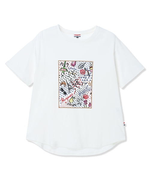 Petit Honfleur(プチオンフルール)の「【イラストレーターコラボ】ドットモチーフプリントTシャツ【接触冷感・UVカット・オーガニックコットンブレンド】(Tシャツ/カットソー・レディース・ホワイト/ネイビー・M/L)」の17枚目の写真