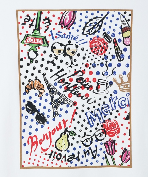 Petit Honfleur(プチオンフルール)の「【イラストレーターコラボ】ドットモチーフプリントTシャツ【接触冷感・UVカット・オーガニックコットンブレンド】(Tシャツ/カットソー・レディース・ホワイト/ネイビー・M/L)」の22枚目の写真