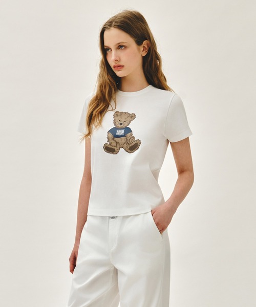 MARITHE + FRANCOIS GIRBAUD(マリテフランソワジルボー)の「W DOODLE BEAR TEE(Tシャツ/カットソー・レディース・ホワイト系その他/ホワイト/ネイビー/ライトピンク・SMALL/MEDIUM)」の9枚目の写真