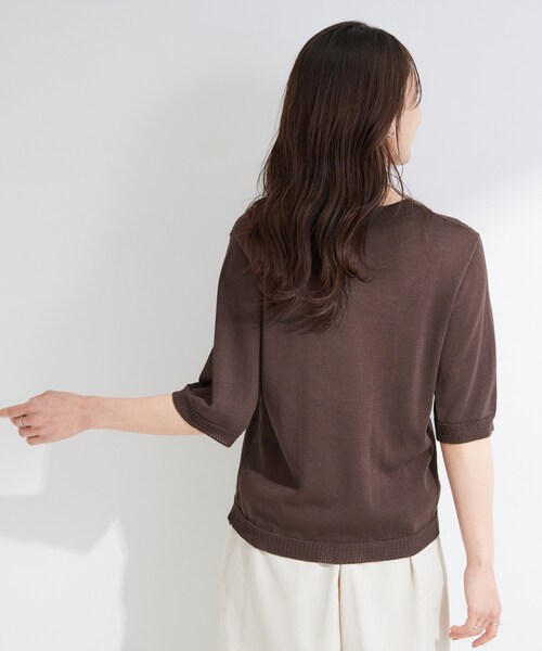 SHOO・LA・RUE(シューラルー)の「【S-LL/二の腕カバー】品よく決まる 5分袖デザインニット(ニット/セーター・レディース・ライトグレー/ブラウン系その他/ネイビー・01/02/03/04)」の16枚目の写真