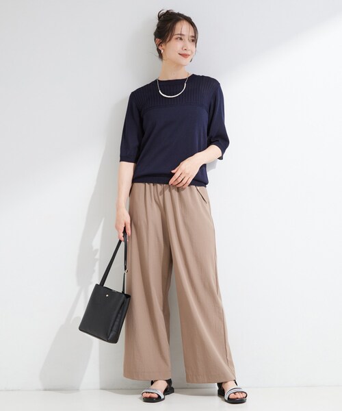 SHOO・LA・RUE(シューラルー)の「【S-LL/二の腕カバー】品よく決まる 5分袖デザインニット(ニット/セーター・レディース・ライトグレー/ブラウン系その他/ネイビー・01/02/03/04)」の11枚目の写真