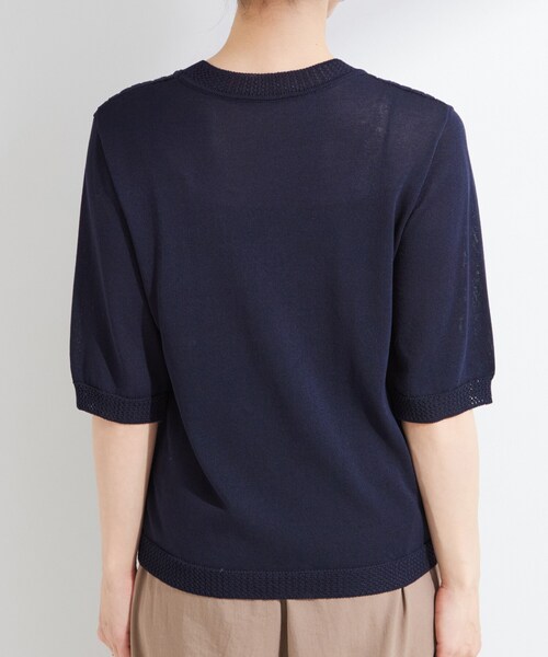 SHOO・LA・RUE(シューラルー)の「【S-LL/二の腕カバー】品よく決まる 5分袖デザインニット(ニット/セーター・レディース・ライトグレー/ブラウン系その他/ネイビー・01/02/03/04)」の7枚目の写真