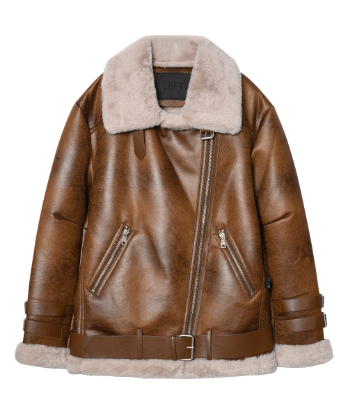 LEFTSEOUL（レフトソウル）の「B-5 ダブルムートンジャケット [ブラウン]（ムートンコート・レディース・その他・LARGE/MEDIUM/SMALL）」の2枚目の写真