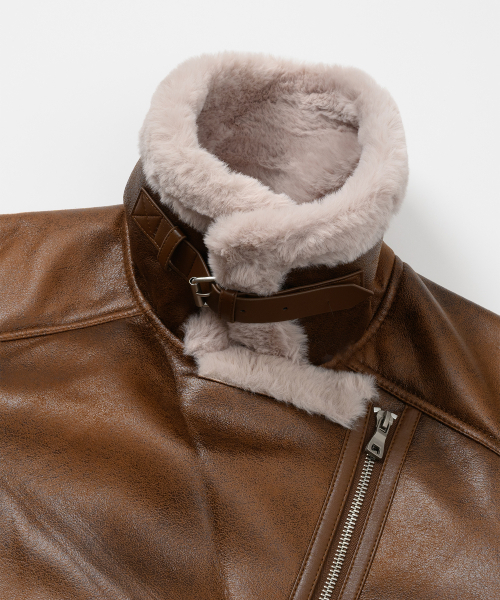 LEFTSEOUL（レフトソウル）の「B-5 ダブルムートンジャケット [ブラウン]（ムートンコート・レディース・その他・LARGE/MEDIUM/SMALL）」の4枚目の写真