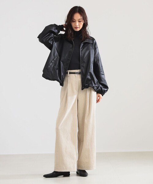 Demi-Luxe BEAMS(デミルクス ビームス)の「サテン パフ ブルゾン(ブルゾン・レディース・ブラック/ライトベージュ・36/38)」の3枚目の写真