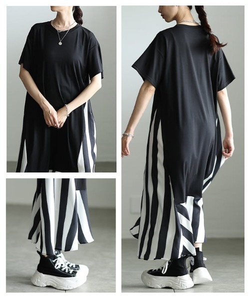 Sawa a la mode(サワアラモード)の「ストライプ切替フレアロングワンピース(ワンピース・レディース・ブラック・FREE)」の17枚目の写真