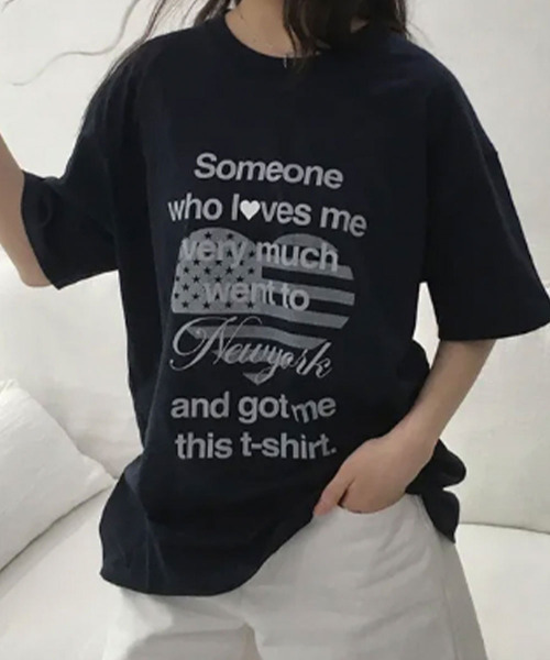 VIVID LADY(ビビッドレディー)の「ハートフラッグプリント 半袖カットソー(Tシャツ/カットソー・レディース・ネイビー/ホワイト/ミント・FREE)」の1枚目の写真