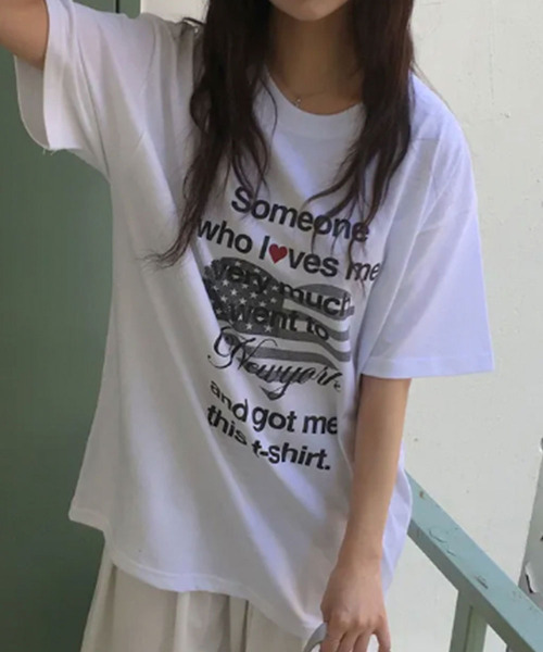 VIVID LADY(ビビッドレディー)の「ハートフラッグプリント 半袖カットソー(Tシャツ/カットソー・レディース・ネイビー/ホワイト/ミント・FREE)」の2枚目の写真
