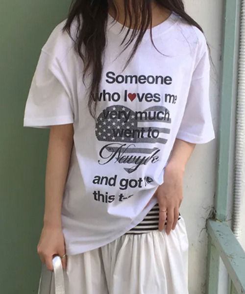 VIVID LADY(ビビッドレディー)の「ハートフラッグプリント 半袖カットソー(Tシャツ/カットソー・レディース・ネイビー/ホワイト/ミント・FREE)」の4枚目の写真