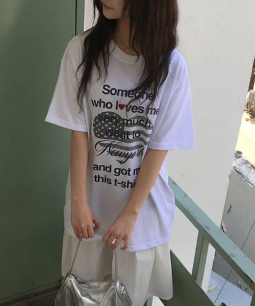 VIVID LADY(ビビッドレディー)の「ハートフラッグプリント 半袖カットソー(Tシャツ/カットソー・レディース・ネイビー/ホワイト/ミント・FREE)」の5枚目の写真