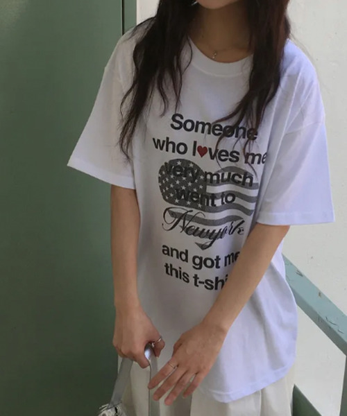 VIVID LADY(ビビッドレディー)の「ハートフラッグプリント 半袖カットソー(Tシャツ/カットソー・レディース・ネイビー/ホワイト/ミント・FREE)」の7枚目の写真