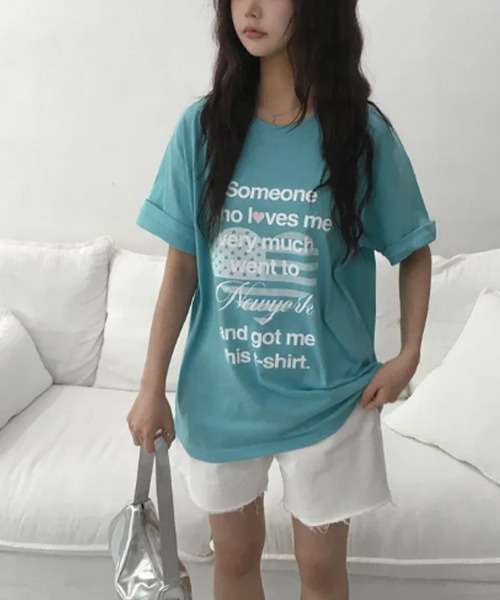 VIVID LADY(ビビッドレディー)の「ハートフラッグプリント 半袖カットソー(Tシャツ/カットソー・レディース・ネイビー/ホワイト/ミント・FREE)」の10枚目の写真