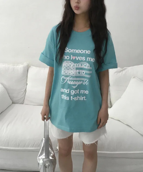 VIVID LADY(ビビッドレディー)の「ハートフラッグプリント 半袖カットソー(Tシャツ/カットソー・レディース・ネイビー/ホワイト/ミント・FREE)」の11枚目の写真