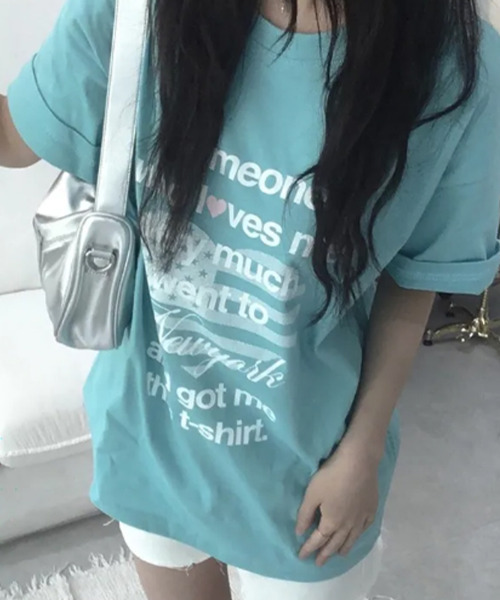 VIVID LADY(ビビッドレディー)の「ハートフラッグプリント 半袖カットソー(Tシャツ/カットソー・レディース・ネイビー/ホワイト/ミント・FREE)」の14枚目の写真