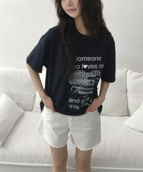 VIVID LADY(ビビッドレディー)の「ハートフラッグプリント 半袖カットソー(Tシャツ/カットソー・レディース・ネイビー/ホワイト/ミント・FREE)」の16枚目の写真