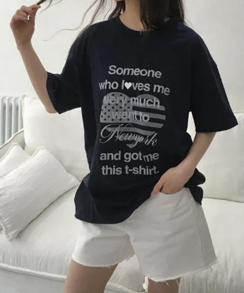 VIVID LADY(ビビッドレディー)の「ハートフラッグプリント 半袖カットソー(Tシャツ/カットソー・レディース・ネイビー/ホワイト/ミント・FREE)」の17枚目の写真