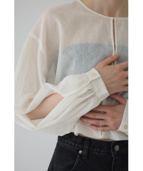 RIM.ARK(リムアーク)の「【RESTOCK PRE ORDER】Open sleeve sheer SH(シアー リラックス ワイド シャツ)(シャツ/ブラウス・レディース・ホワイト/ブラック・FREE)」の6枚目の写真