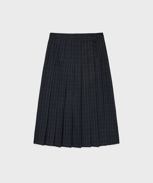 SINOON（シヌーン）の「SN Pleated Wrap Skirt (Navy)（スカート・レディース・ネイビー・SMALL/MEDIUM）」の4枚目の写真