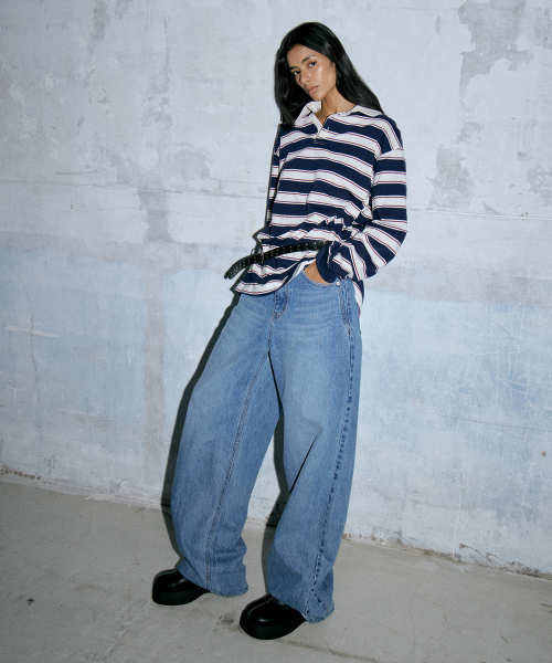 WAARFORWOMAN(ワール・フォー・ウーマン)の「WT-48 ラグビーストライプシャツ(4colors)(ポロシャツ・レディース・レッド/ネイビー/グレー系/スカイブルー・FREE)」の8枚目の写真