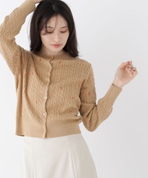 ドットフラワー刺繍カーディガン