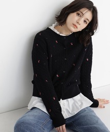 NATURAL BEAUTY BASIC | ドットフラワー刺繍カーディガン(カーディガン/ボレロ)